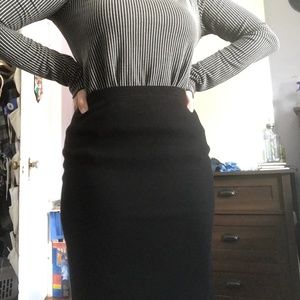 Black Knit Pencil Skirt